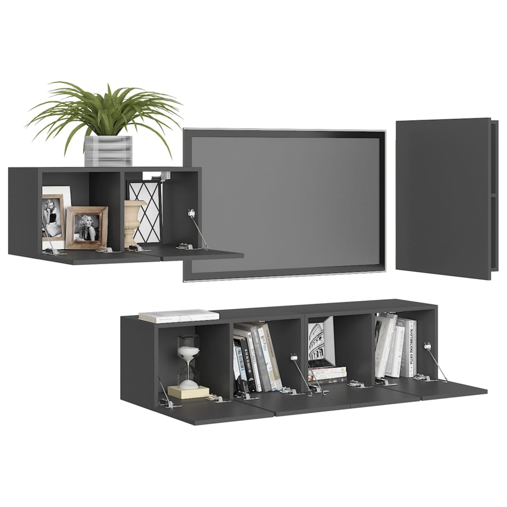8720286571804_g_en_hd_1 vidaXL 4 Piece TV Cabinet Set Grey Engineered Wood - Image 4