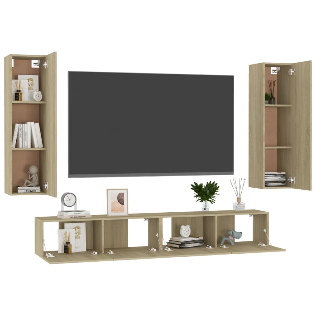 8720286572535_g_en_hd_1 vidaXL 4 Piece TV Cabinet Set Sonoma Oak Engineered Wood - Image 4