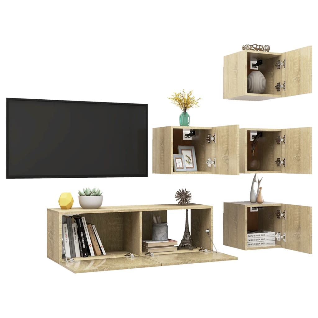 8720286573303_g_en_hd_1 vidaXL 5 Piece TV Cabinet Set Sonoma Oak Engineered Wood - Image 4