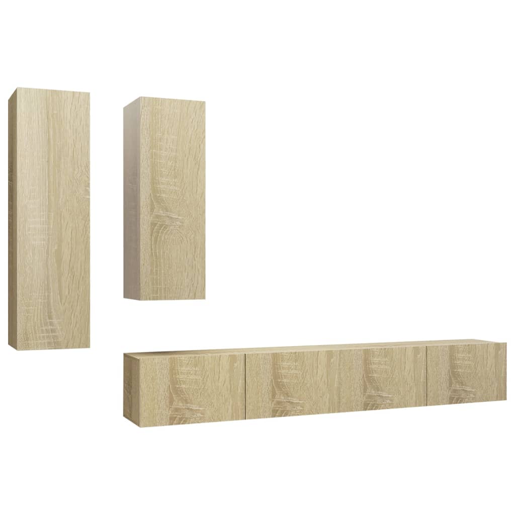 8720286573419_a_en_hd_1 vidaXL 4 Piece TV Cabinet Set Sonoma Oak Engineered Wood - Image 2
