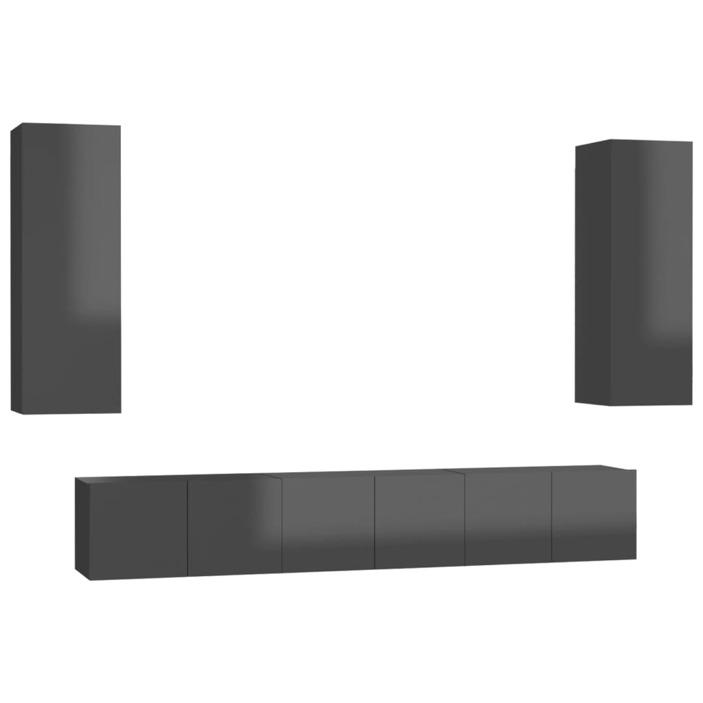 8720286577769_a_en_hd_1 vidaXL 5 Piece TV Cabinet Set High Gloss Grey Engineered Wood - Image 2