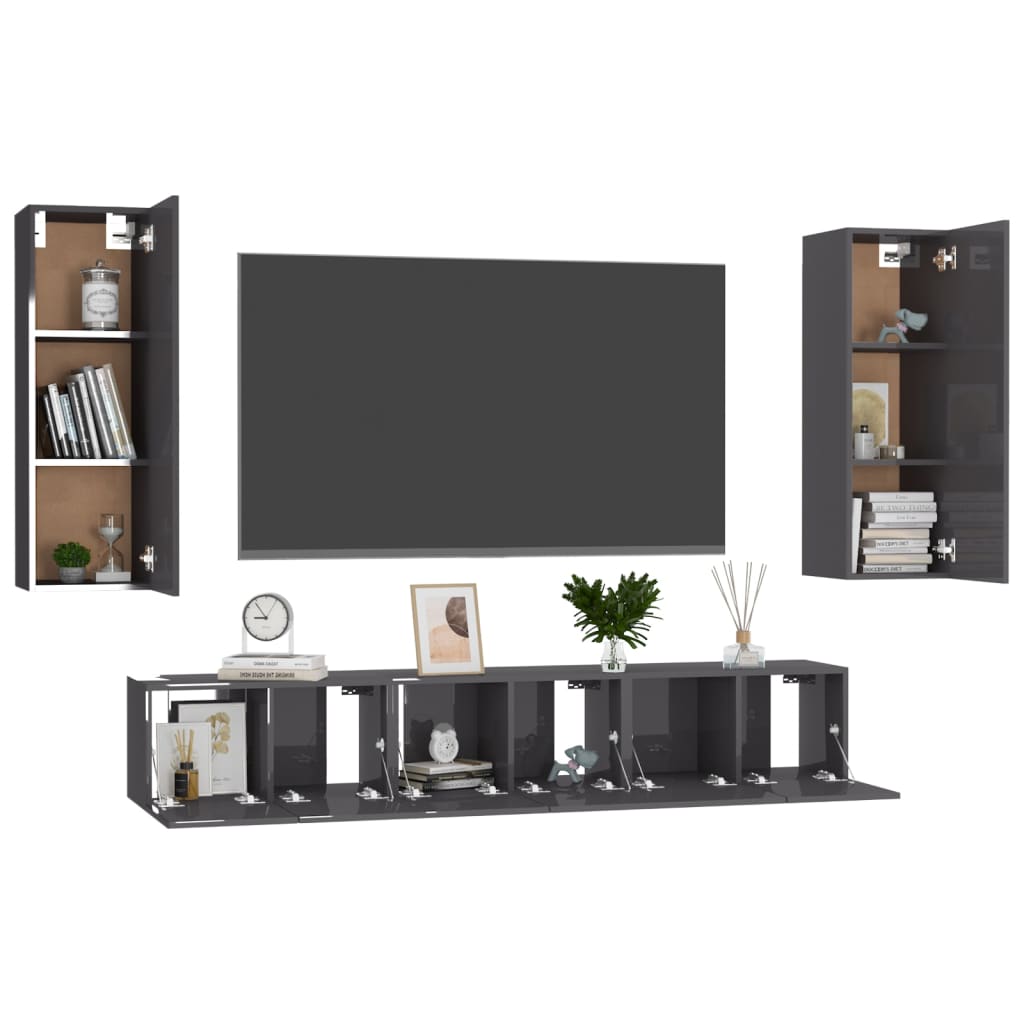 8720286577769_g_en_hd_1 vidaXL 5 Piece TV Cabinet Set High Gloss Grey Engineered Wood - Image 4