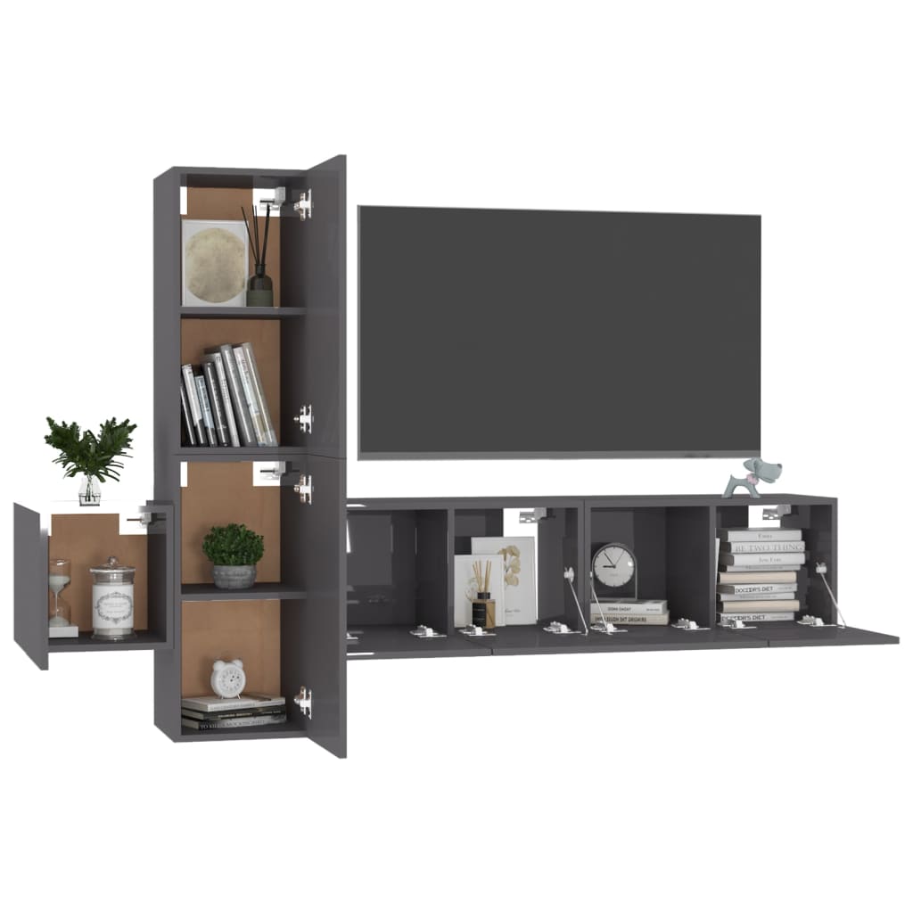 8720286577868_g_en_hd_1 vidaXL 5 Piece TV Cabinet Set High Gloss Grey Engineered Wood - Image 4