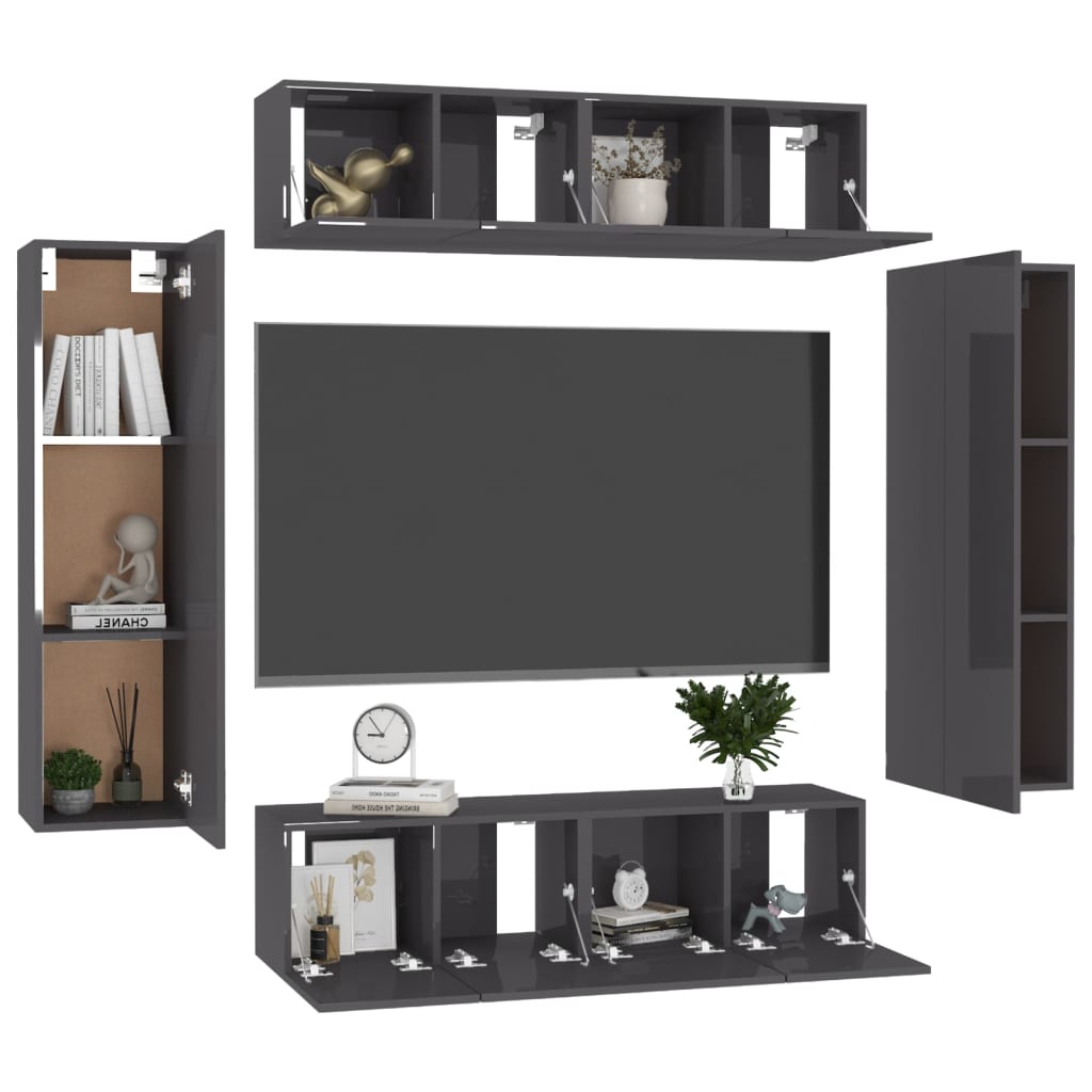 8720286577974_g_en_hd_1 vidaXL 6 Piece TV Cabinet Set High Gloss Grey Engineered Wood - Image 4