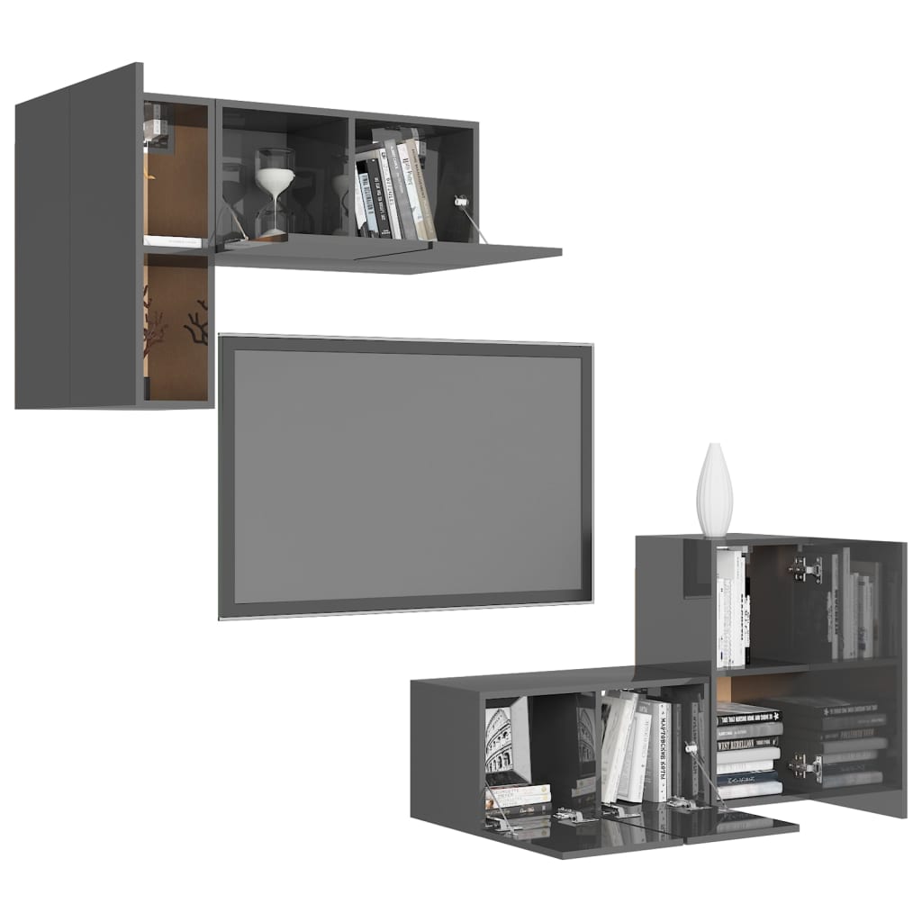 8720286578216_g_en_hd_1 vidaXL 4 Piece TV Cabinet Set High Gloss Grey Engineered Wood - Image 4
