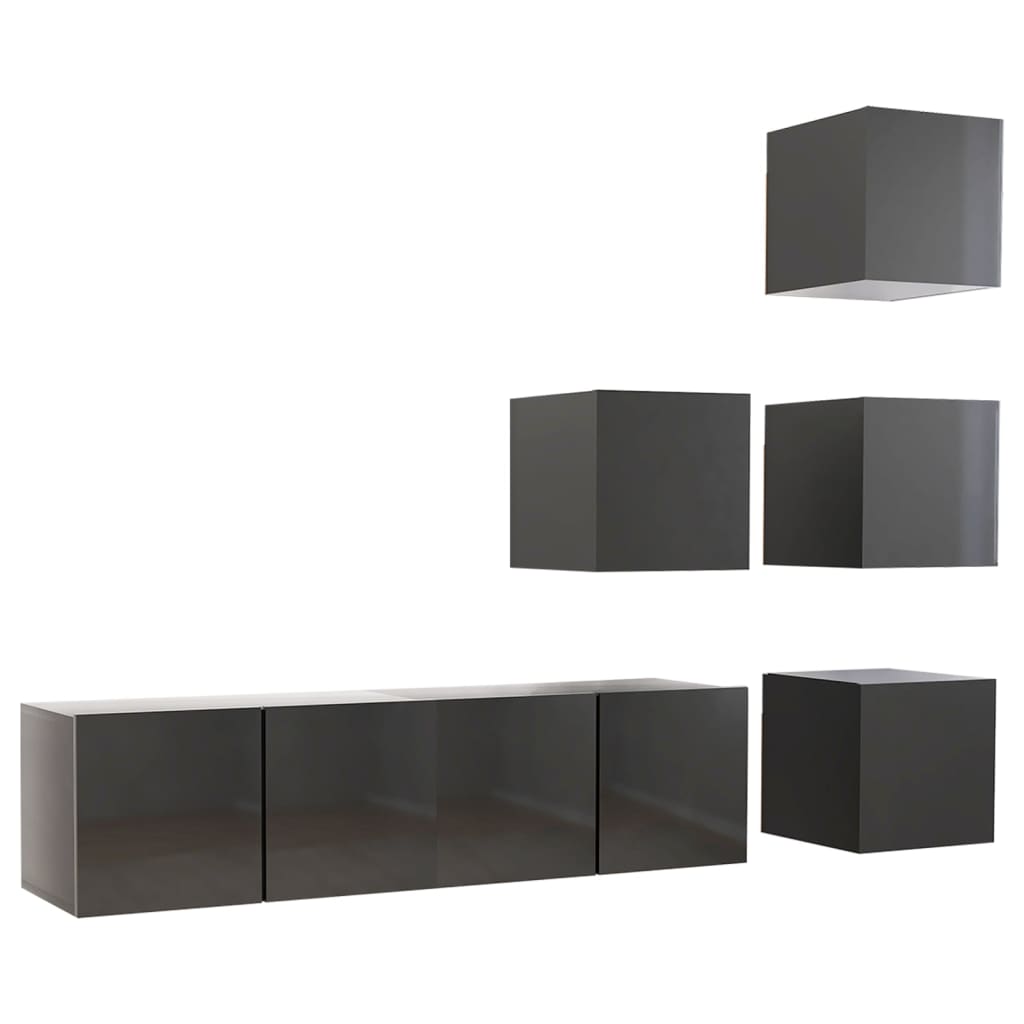 8720286578537_a_en_hd_1 vidaXL 6 Piece TV Cabinet Set High Gloss Grey Engineered Wood - Image 2