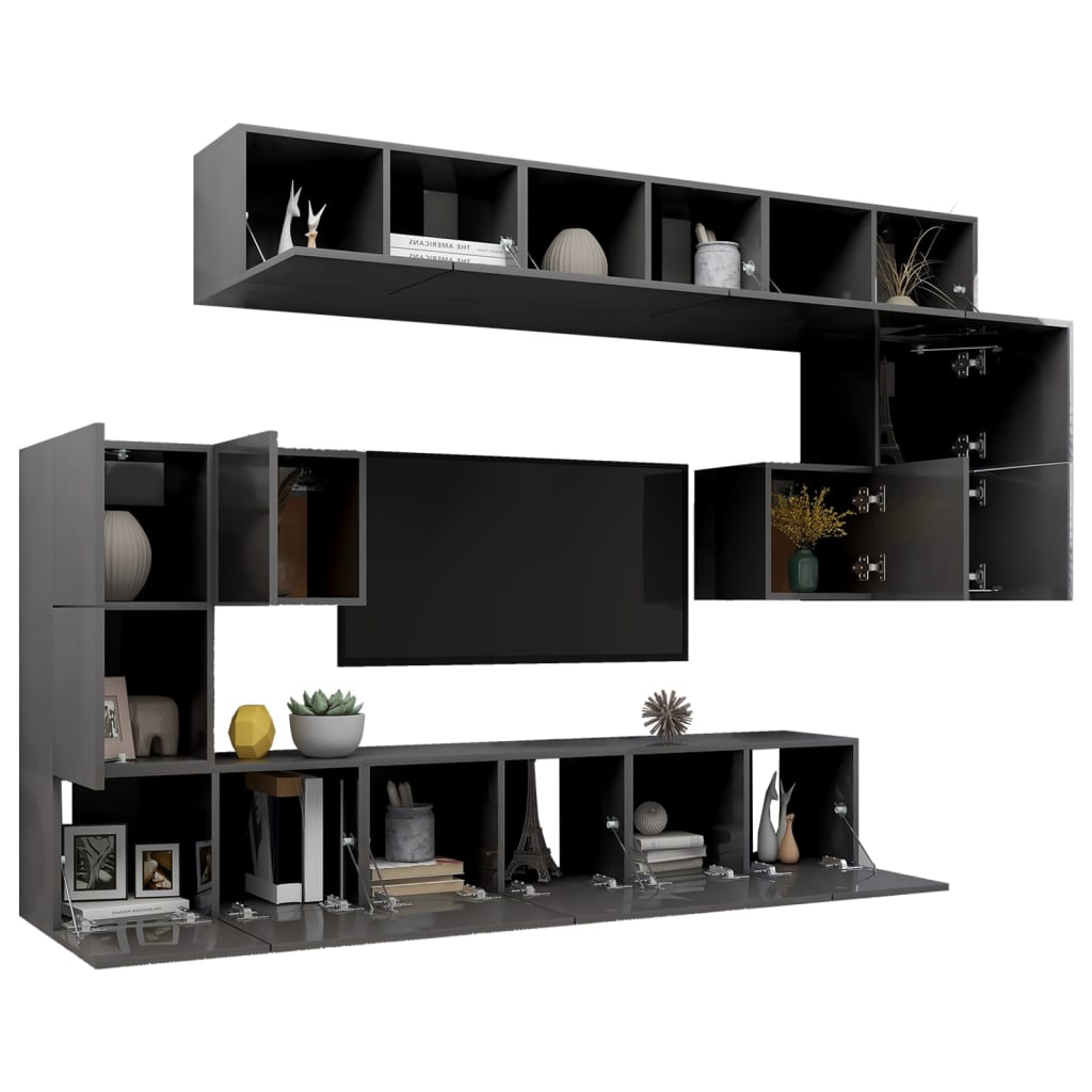8720286578575_g_en_hd_1 vidaXL 10 Piece TV Cabinet Set High Gloss Grey Engineered Wood - Image 4