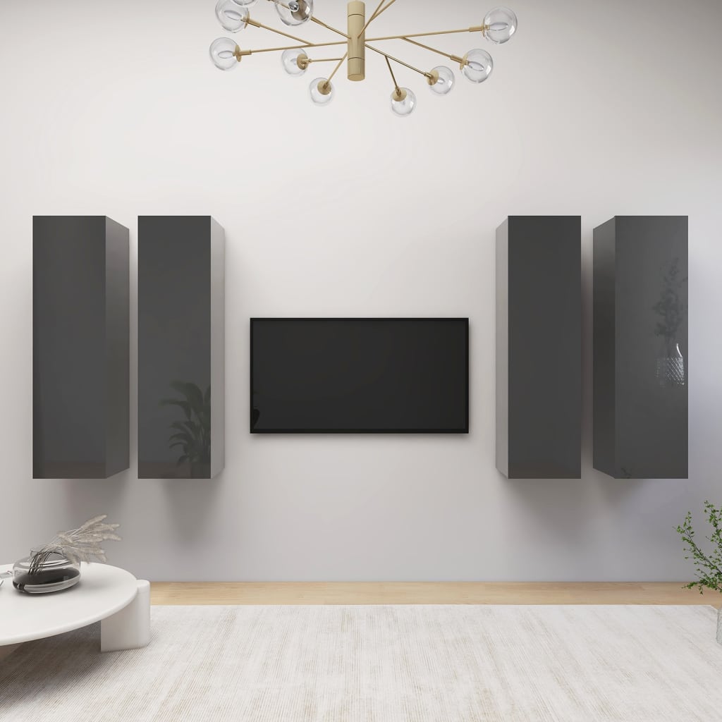 8720286578759_m_en_hd_1 vidaXL TV Cabinets 4 pcs High Gloss Grey 30.5x30x110 cm Engineered Wood - Image 1