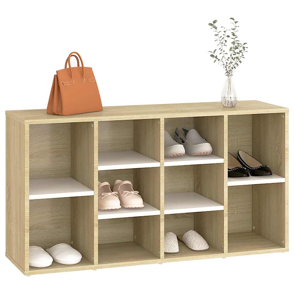 8720286587010_g_en_hd_1 vidaXL Shoe Bench White and Sonoma Oak 103x30x55 cm Engineered Wood - Image 3