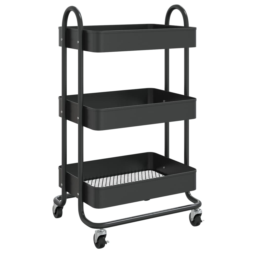 8720286587775_a_en_hd_1 vidaXL 3-Tier Trolley Black 43x34x79 cm Steel - Image 2