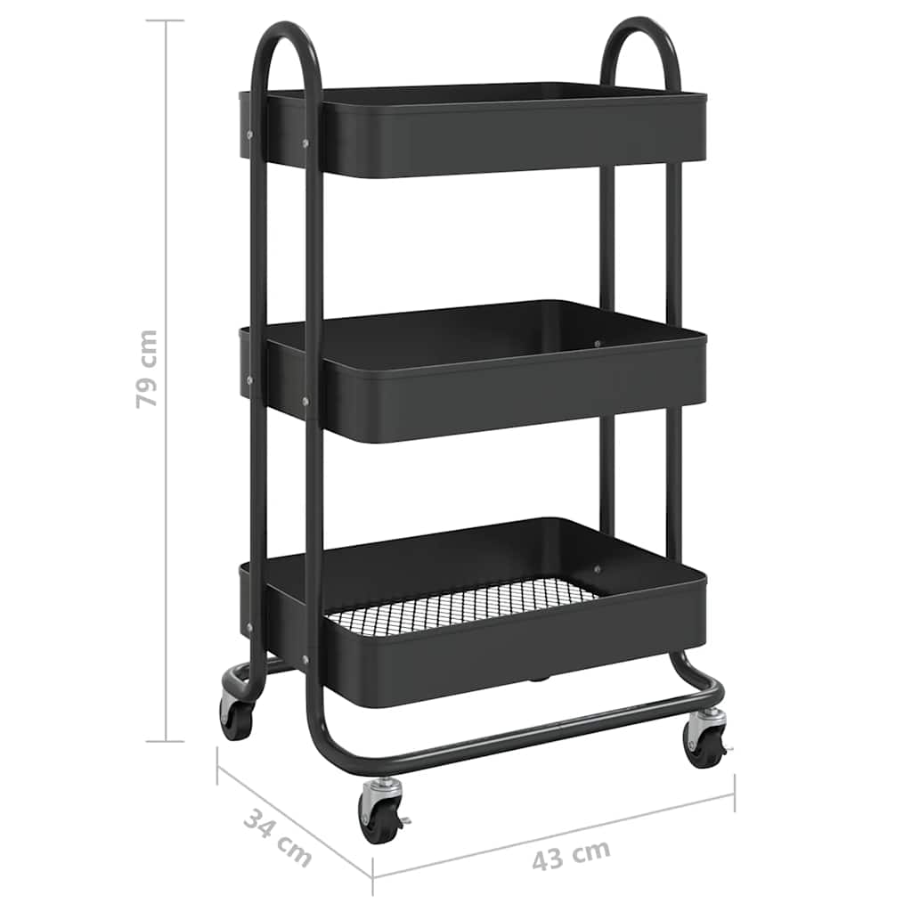8720286587775_g_en_hd_5 vidaXL 3-Tier Trolley Black 43x34x79 cm Steel - Image 7