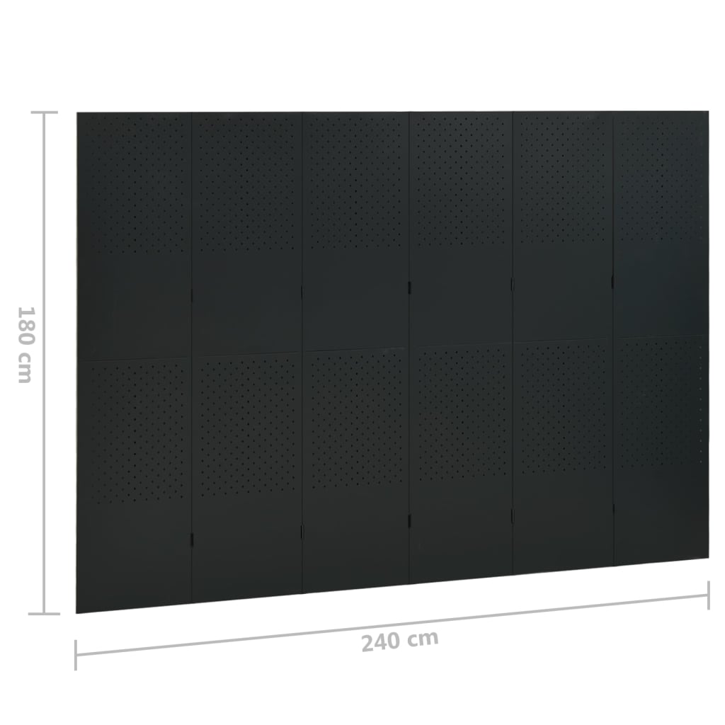 8720286588161_g_en_hd_5 vidaXL 6-Panel Room Divider Black 240x180 cm Steel - Image 6