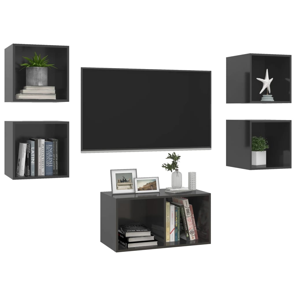 8720286590119_g_en_hd_1 vidaXL 5 Piece TV Cabinet Set High Gloss Grey Engineered Wood - Image 4