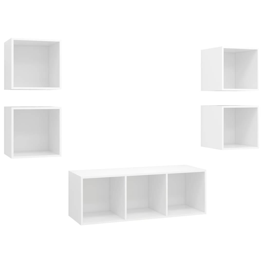 8720286590126_a_en_hd_1 vidaXL 5 Piece TV Cabinet Set White Engineered Wood - Image 2