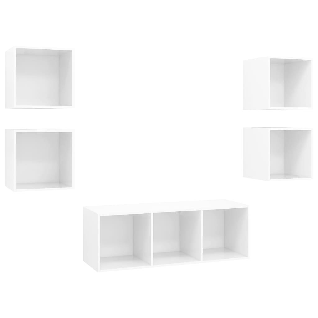 8720286590188_a_en_hd_1 vidaXL 5 Piece TV Cabinet Set High Gloss White Engineered Wood - Image 2