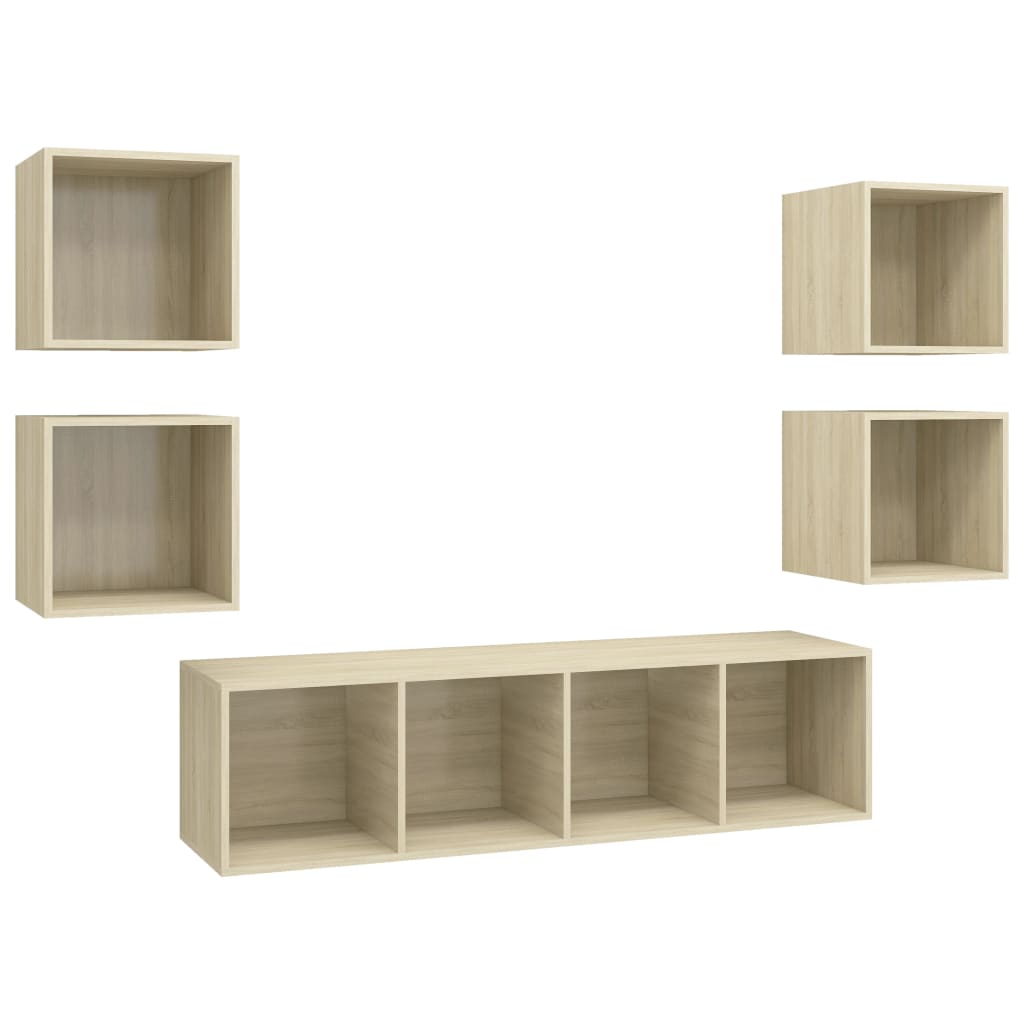 8720286590249_a_en_hd_1 vidaXL 5 Piece TV Cabinet Set Sonoma Oak Engineered Wood - Image 2