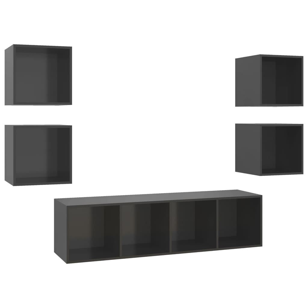 8720286590294_a_en_hd_1 vidaXL 5 Piece TV Cabinet Set High Gloss Grey Engineered Wood - Image 2