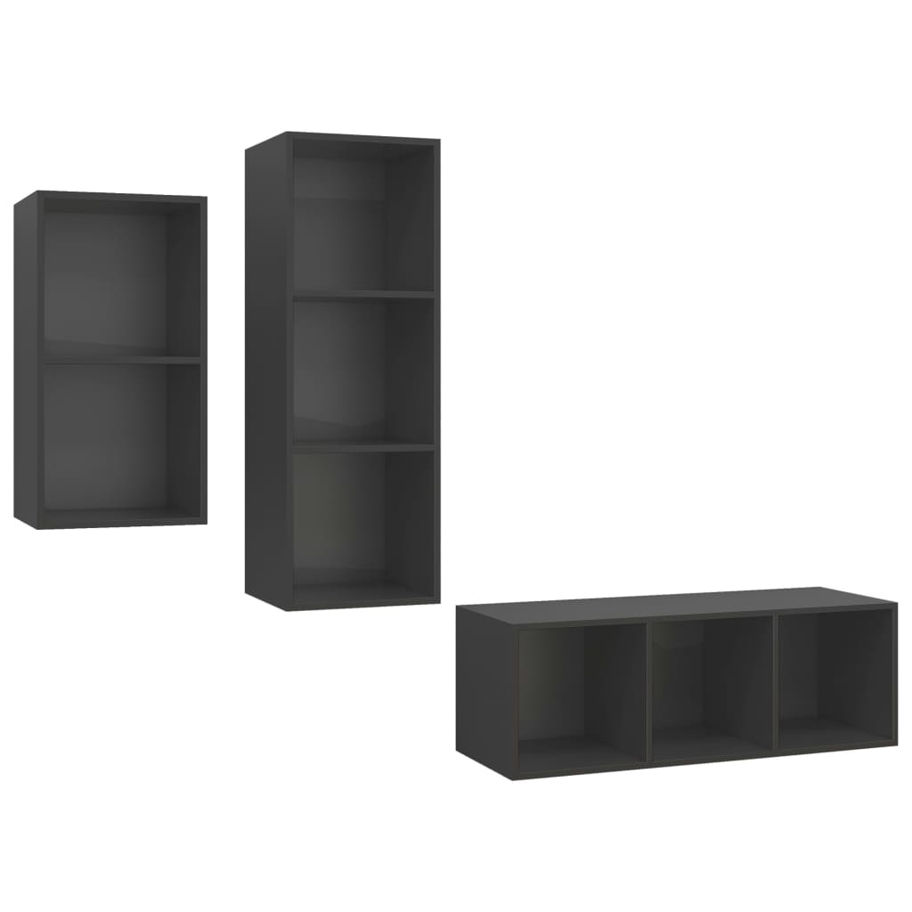 8720286590324_a_en_hd_1 vidaXL 3 Piece TV Cabinet Set Grey Engineered Wood - Image 2