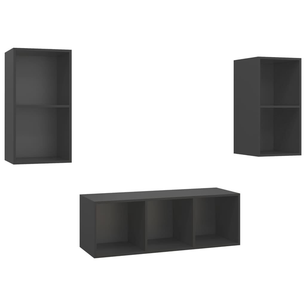 8720286590416_a_en_hd_1 vidaXL 3 Piece TV Cabinet Set Grey Engineered Wood - Image 2