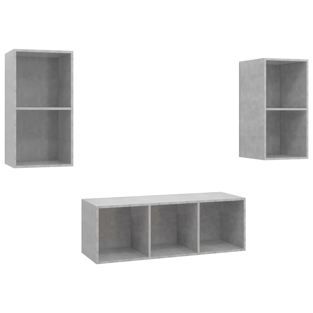 8720286590430_a_en_hd_1 vidaXL 3 Piece TV Cabinet Set Concrete Grey Engineered Wood - Image 2