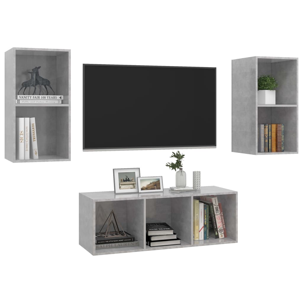 8720286590430_g_en_hd_1 vidaXL 3 Piece TV Cabinet Set Concrete Grey Engineered Wood - Image 4