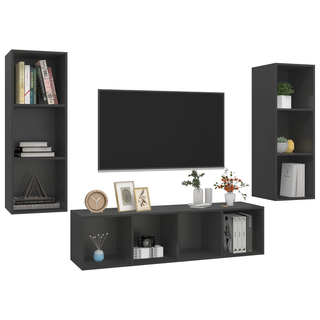 8720286590508_g_en_hd_1 vidaXL 3 Piece TV Cabinet Set Grey Engineered Wood - Image 4