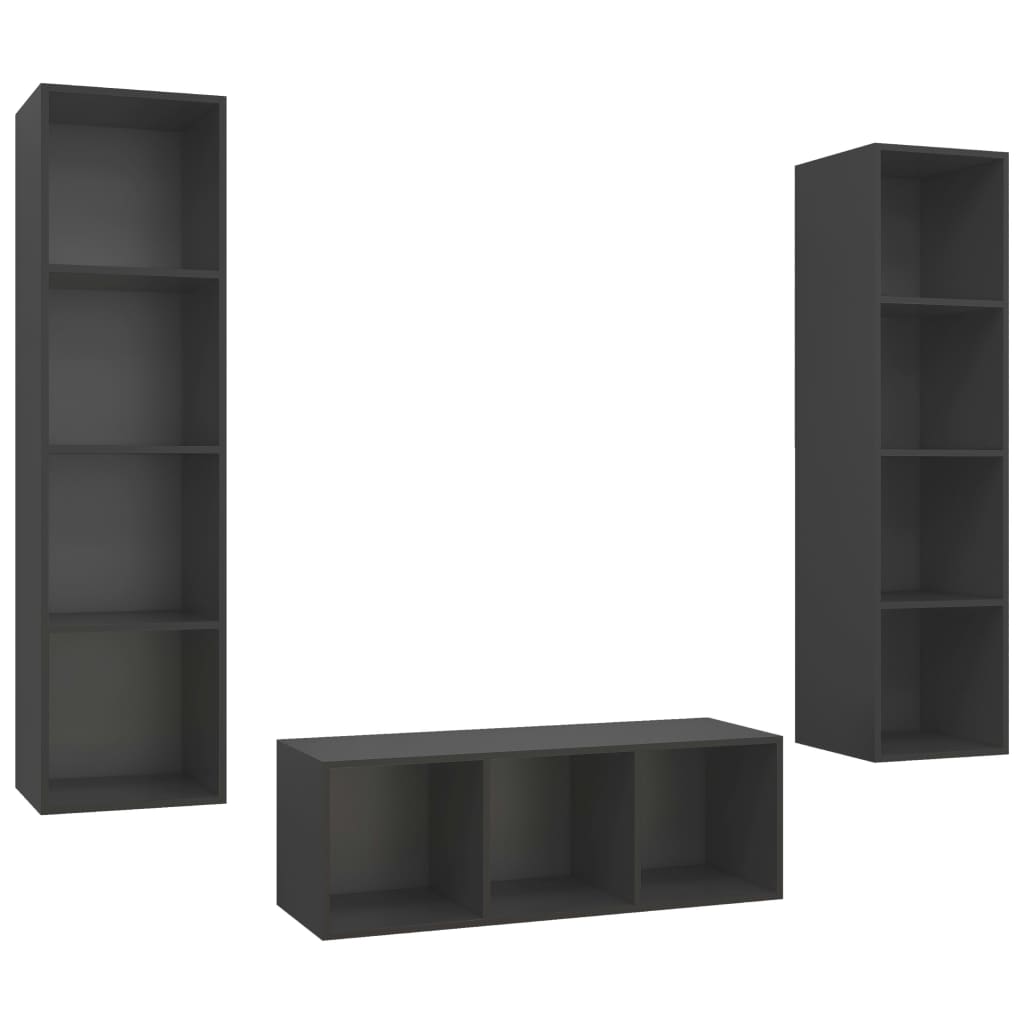 8720286590591_a_en_hd_1 vidaXL 3 Piece TV Cabinet Set Grey Engineered Wood - Image 2