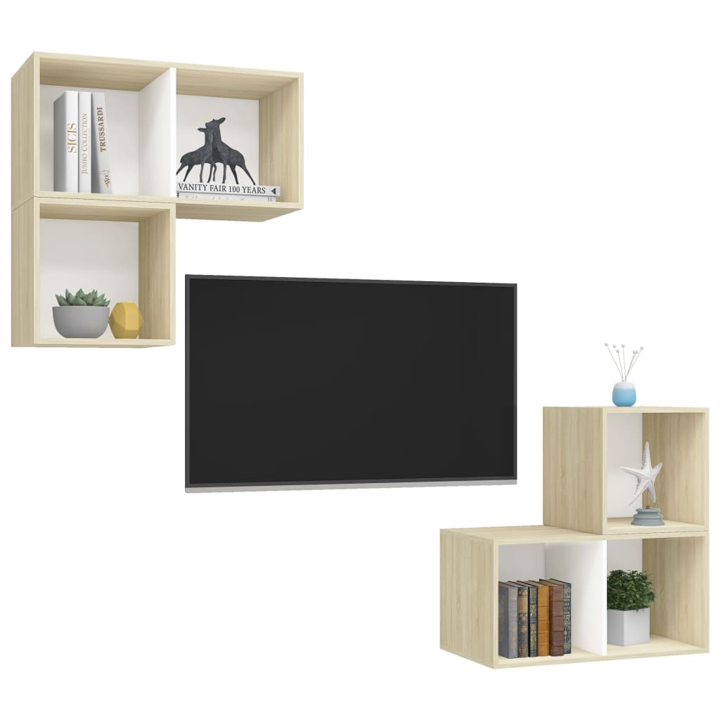8720286590713_g_en_hd_1 vidaXL 4 Piece TV Cabinet Set White and Sonoma Oak Engineered Wood - Image 4
