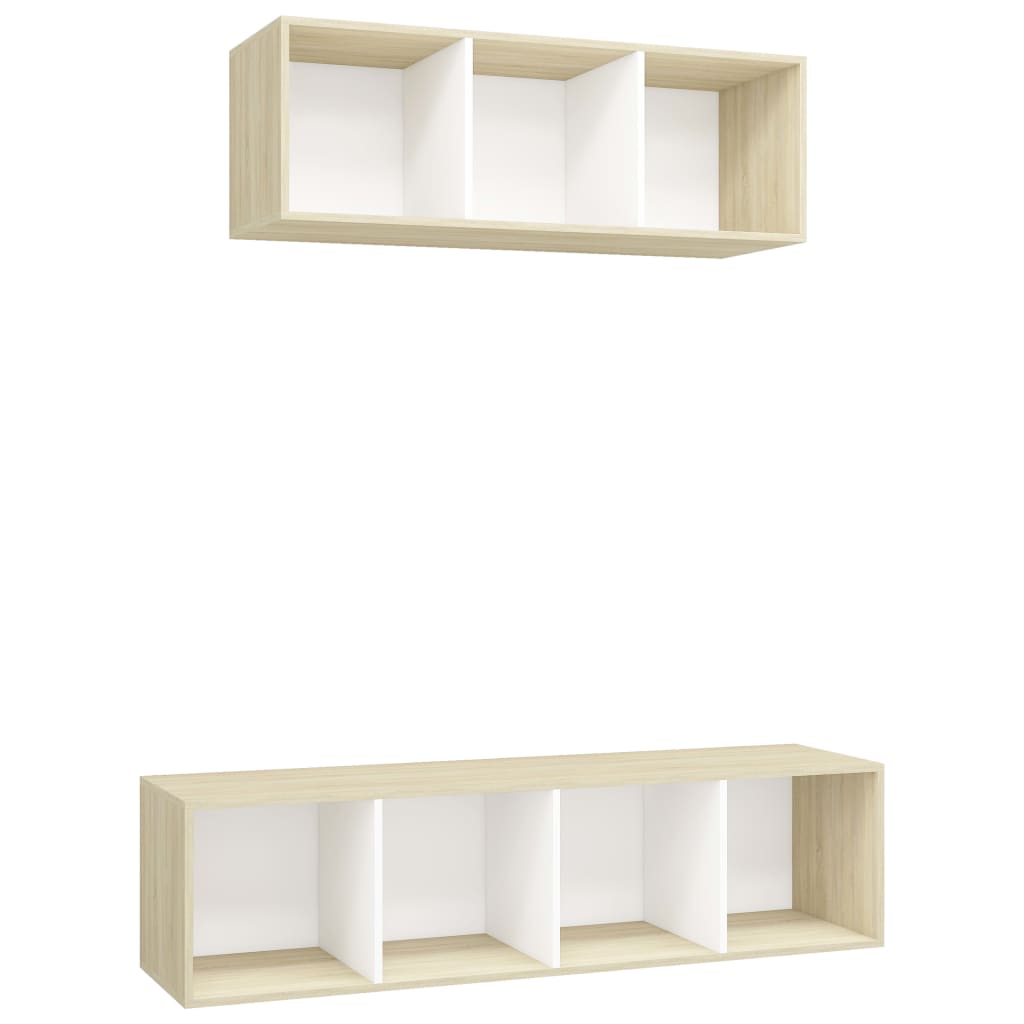 8720286590980_a_en_hd_1 vidaXL 2 Piece TV Cabinet Set White and Sonoma Oak Engineered Wood - Image 2