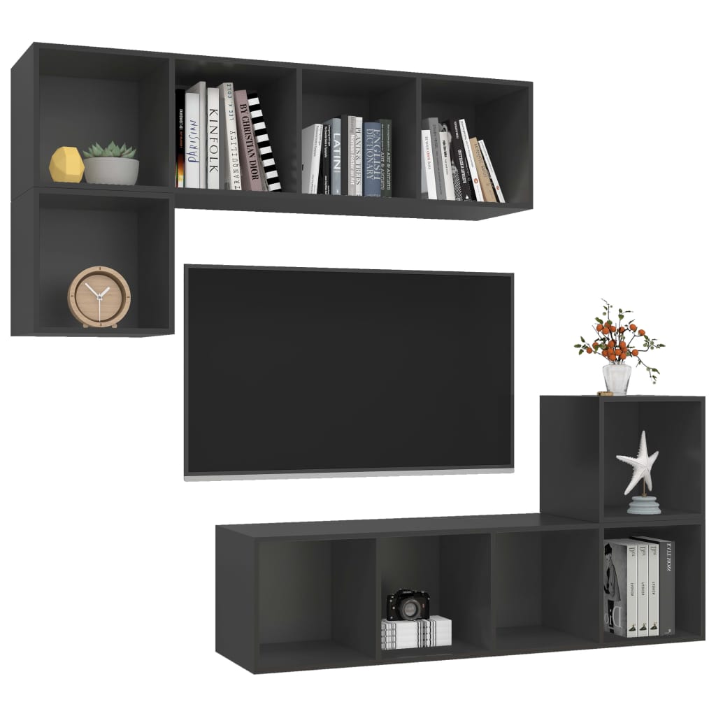8720286591130_g_en_hd_1 vidaXL 4 Piece TV Cabinet Set Grey Engineered Wood - Image 4