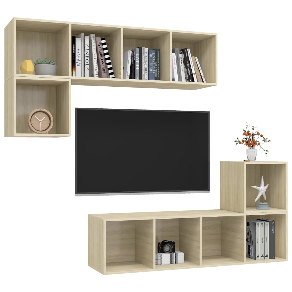 8720286591147_g_en_hd_1 vidaXL 4 Piece TV Cabinet Set Sonoma Oak Engineered Wood - Image 4