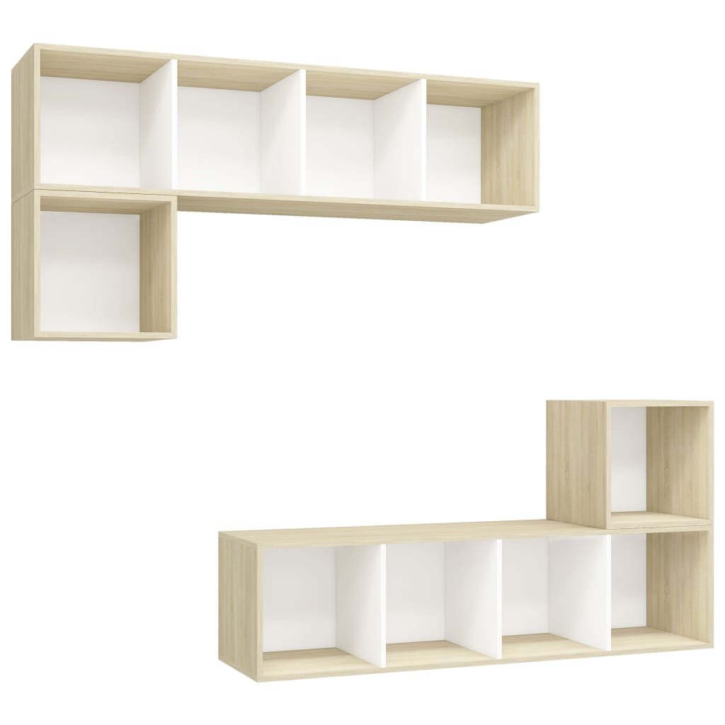 8720286591161_a_en_hd_1 vidaXL 4 Piece TV Cabinet Set White and Sonoma Oak Engineered Wood - Image 2