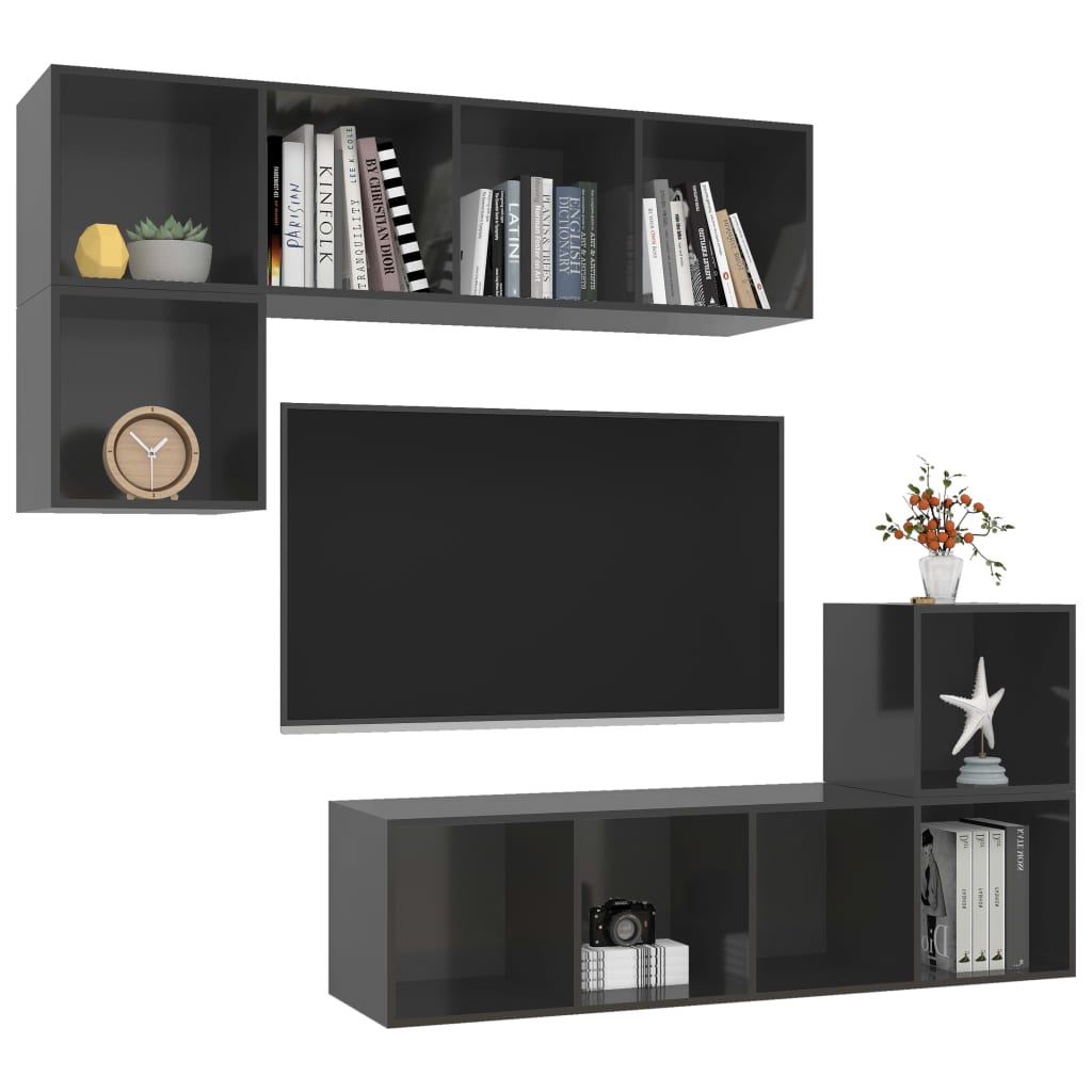 8720286591192_g_en_hd_1 vidaXL 4 Piece TV Cabinet Set High Gloss Grey Engineered Wood - Image 4
