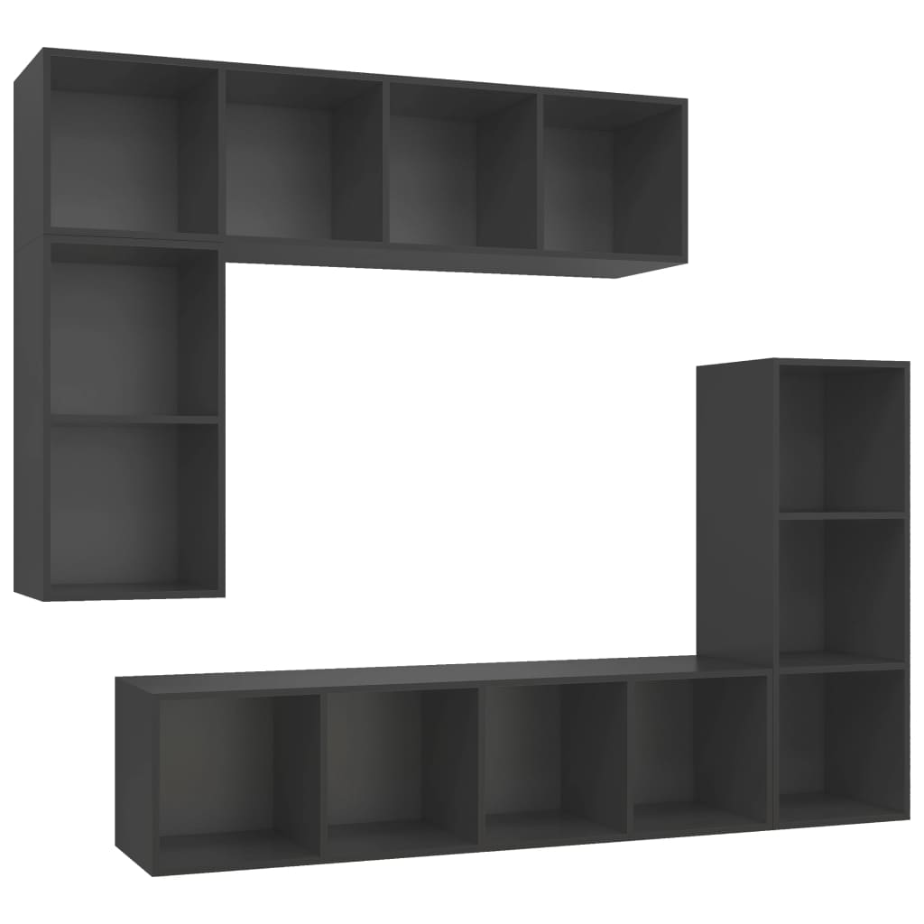 8720286591222_a_en_hd_1 vidaXL 4 Piece TV Cabinet Set Grey Engineered Wood - Image 2