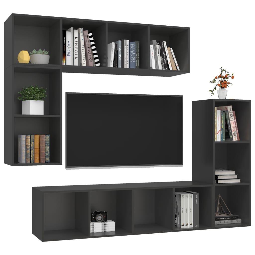 8720286591222_g_en_hd_1 vidaXL 4 Piece TV Cabinet Set Grey Engineered Wood - Image 4