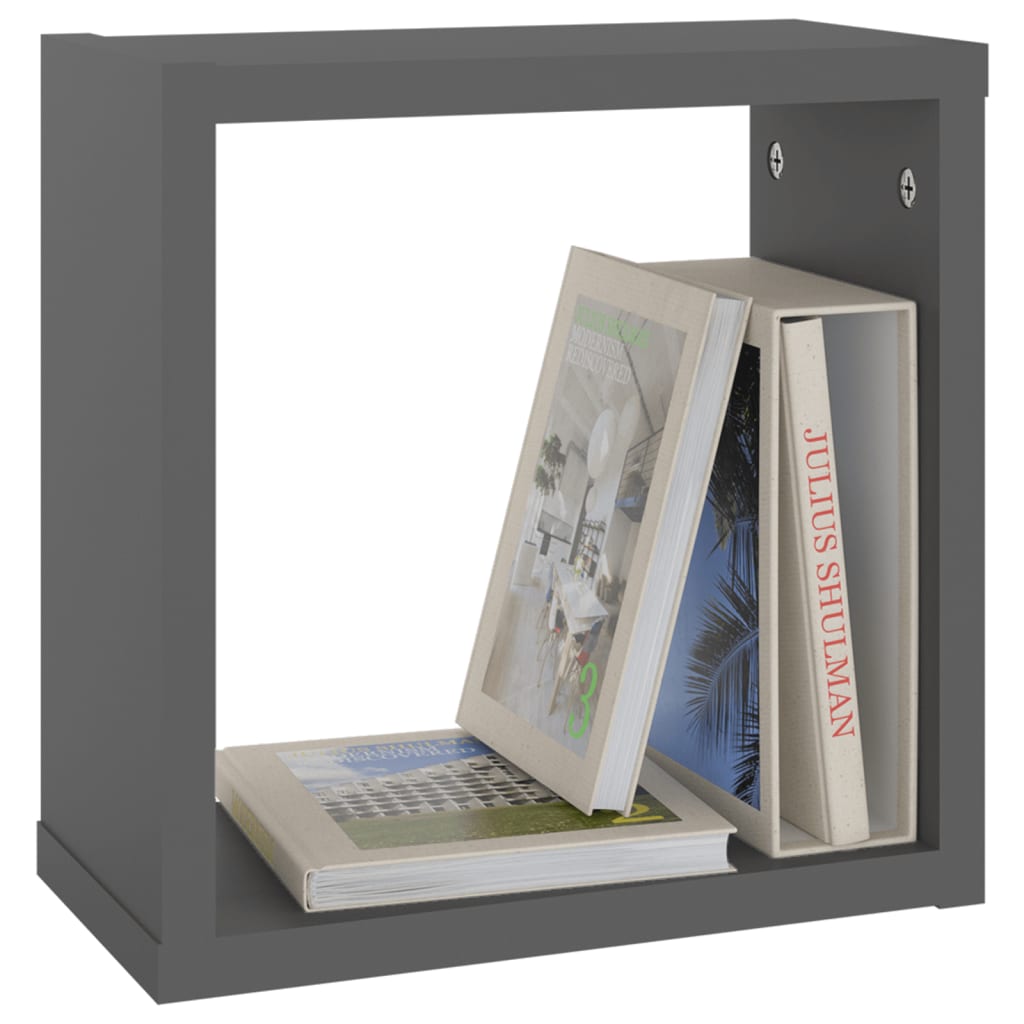 8720286594223_g_en_hd_2 vidaXL Wall Cube Shelves 2 pcs Grey 30x15x30 cm - Image 4