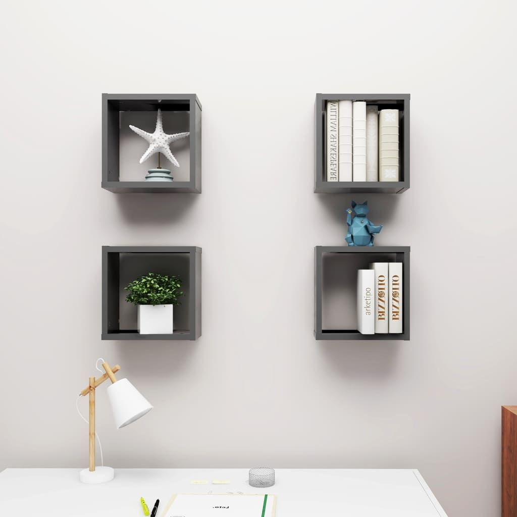 8720286594230_g_en_hd_1 vidaXL Wall Cube Shelves 4 pcs Grey 30x15x30 cm - Image 3