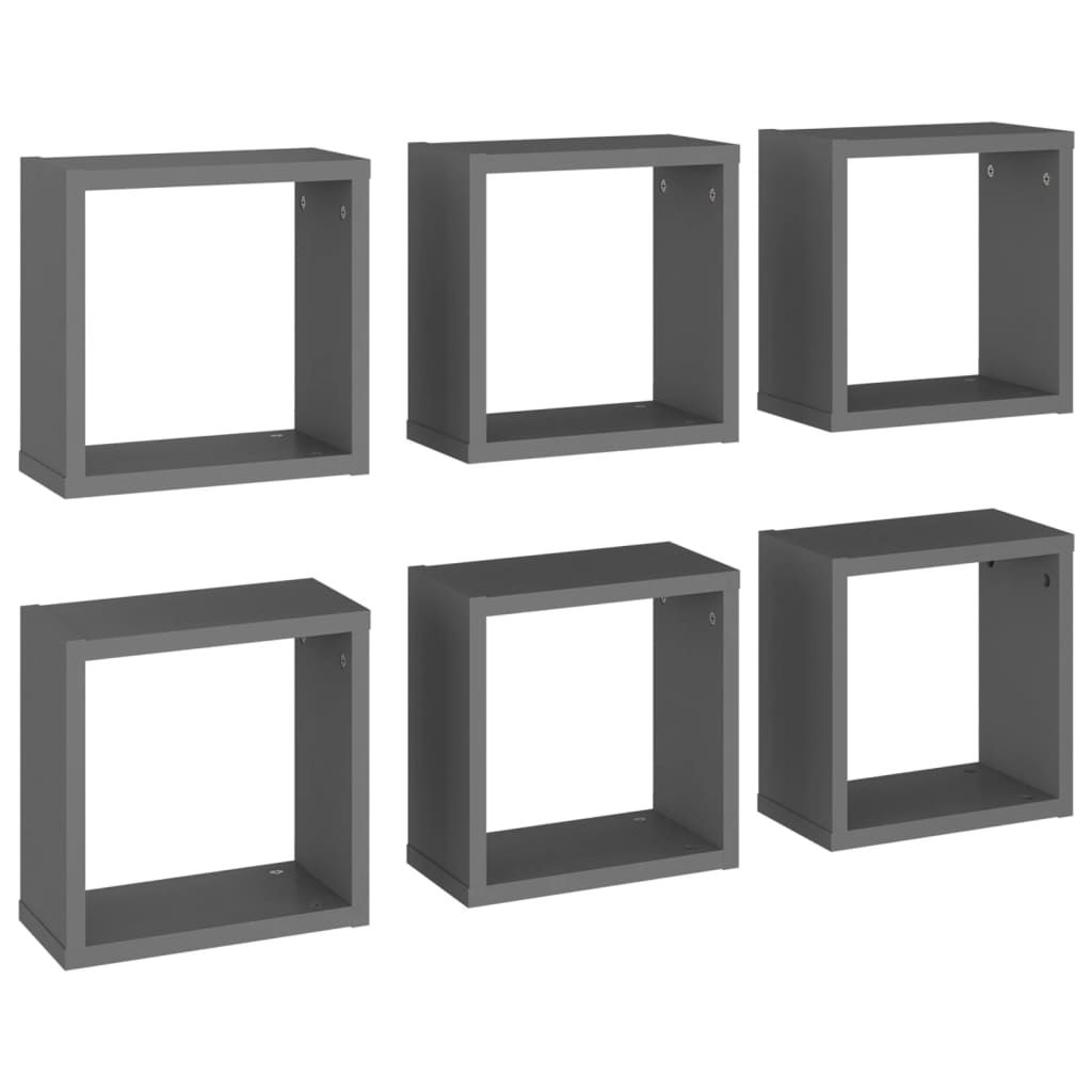 8720286594247_a_en_hd_1 vidaXL Wall Cube Shelves 6 pcs Grey 30x15x30 cm - Image 2