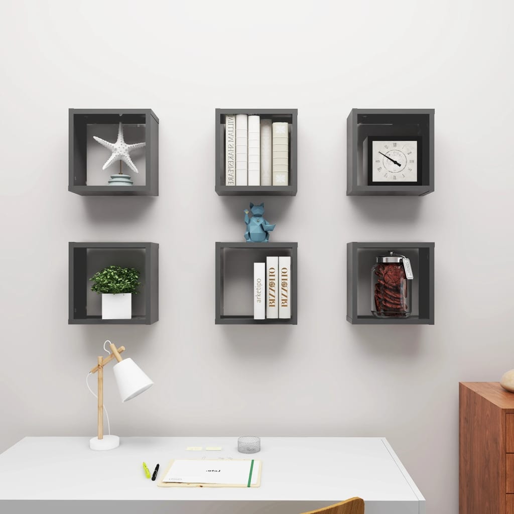 8720286594247_g_en_hd_1 vidaXL Wall Cube Shelves 6 pcs Grey 30x15x30 cm - Image 3