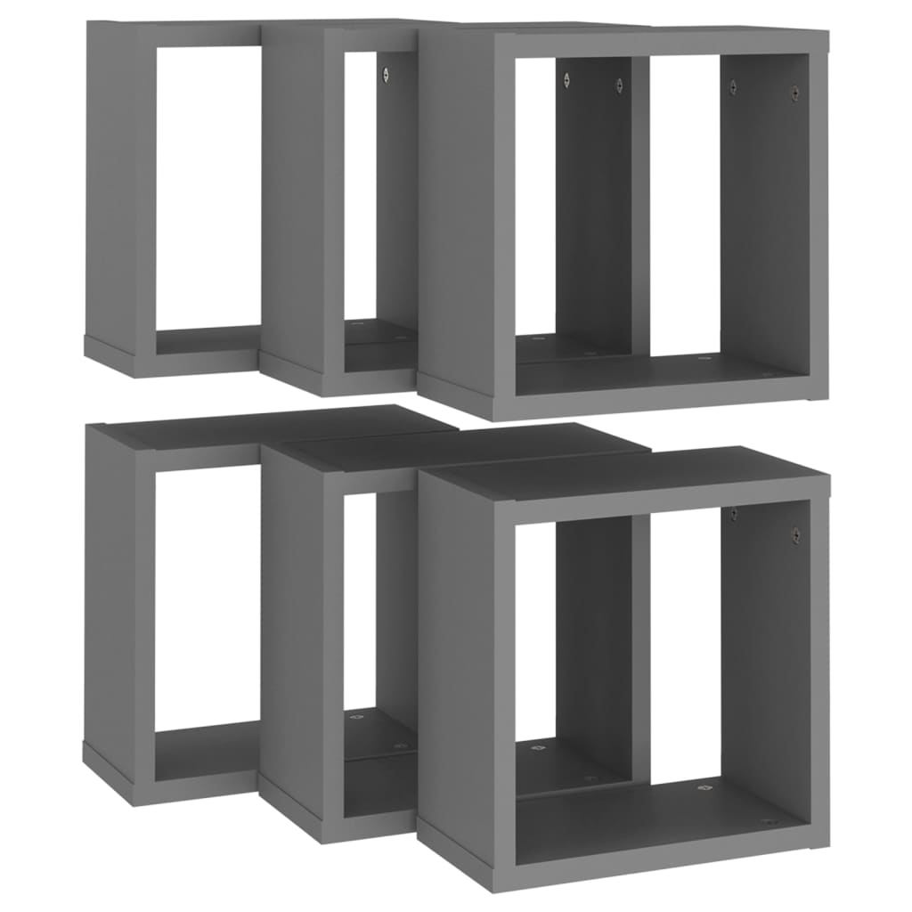 8720286594247_g_en_hd_3 vidaXL Wall Cube Shelves 6 pcs Grey 30x15x30 cm - Image 5