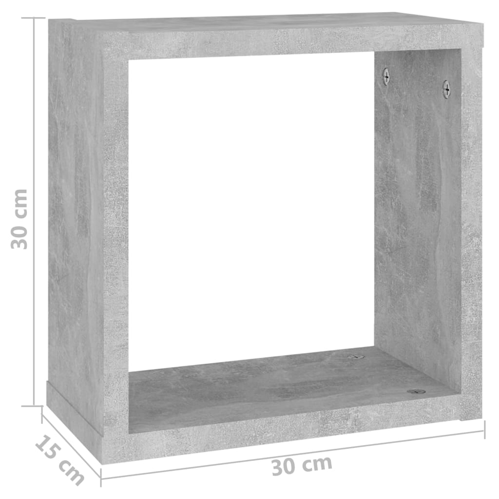 8720286594285_g_en_hd_9 vidaXL Wall Cube Shelves 2 pcs Concrete Grey 30x15x30 cm - Image 11