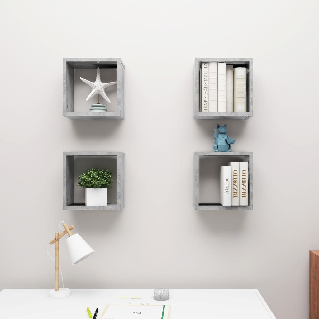 8720286594292_g_en_hd_1 vidaXL Wall Cube Shelves 4 pcs Concrete Grey 30x15x30 cm - Image 3