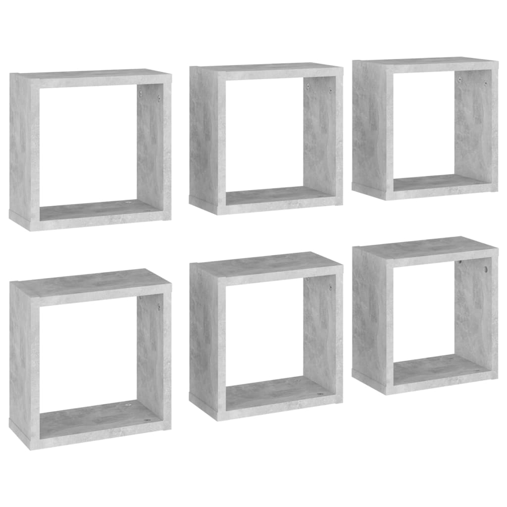 8720286594308_a_en_hd_1 vidaXL Wall Cube Shelves 6 pcs Concrete Grey 30x15x30 cm - Image 2