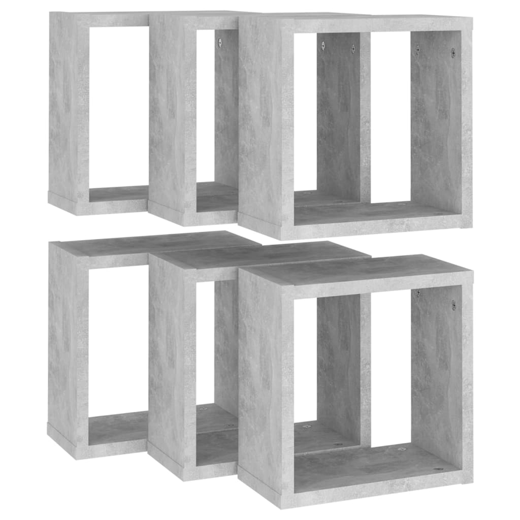 8720286594308_g_en_hd_3 vidaXL Wall Cube Shelves 6 pcs Concrete Grey 30x15x30 cm - Image 5