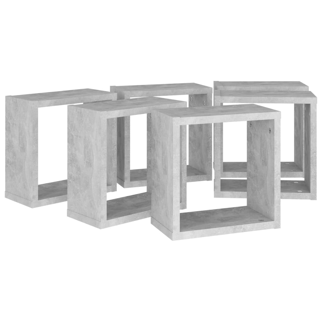 8720286594308_g_en_hd_4 vidaXL Wall Cube Shelves 6 pcs Concrete Grey 30x15x30 cm - Image 6