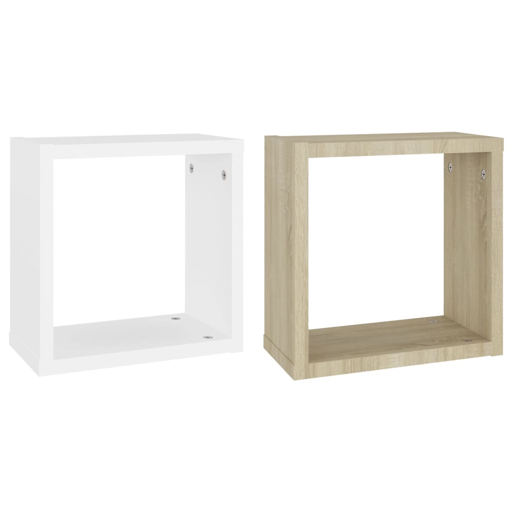 8720286594315_a_en_hd_1 vidaXL Wall Cube Shelves 2 pcs White and Sonoma Oak 30x15x30 cm - Image 2