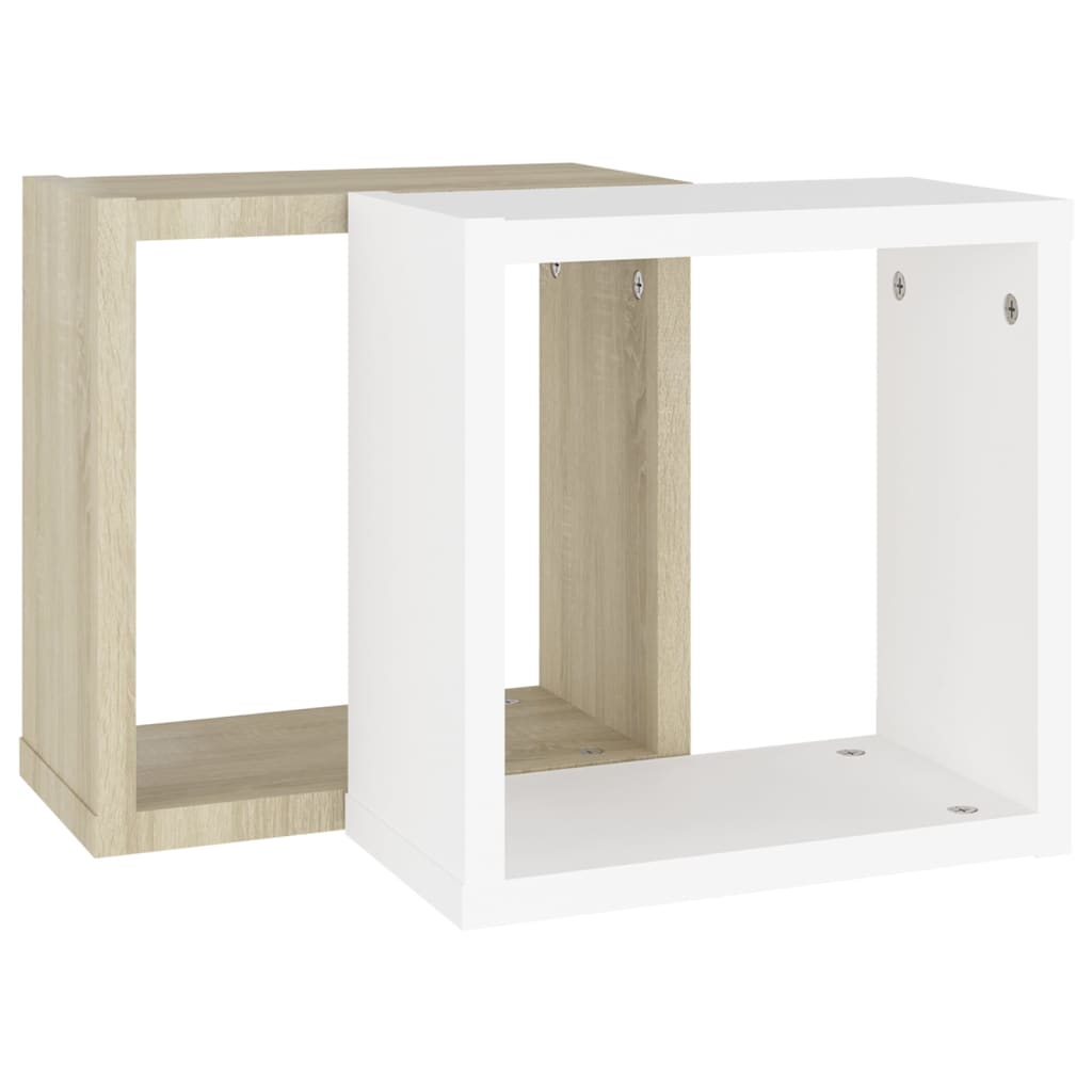 8720286594315_g_en_hd_4 vidaXL Wall Cube Shelves 2 pcs White and Sonoma Oak 30x15x30 cm - Image 6