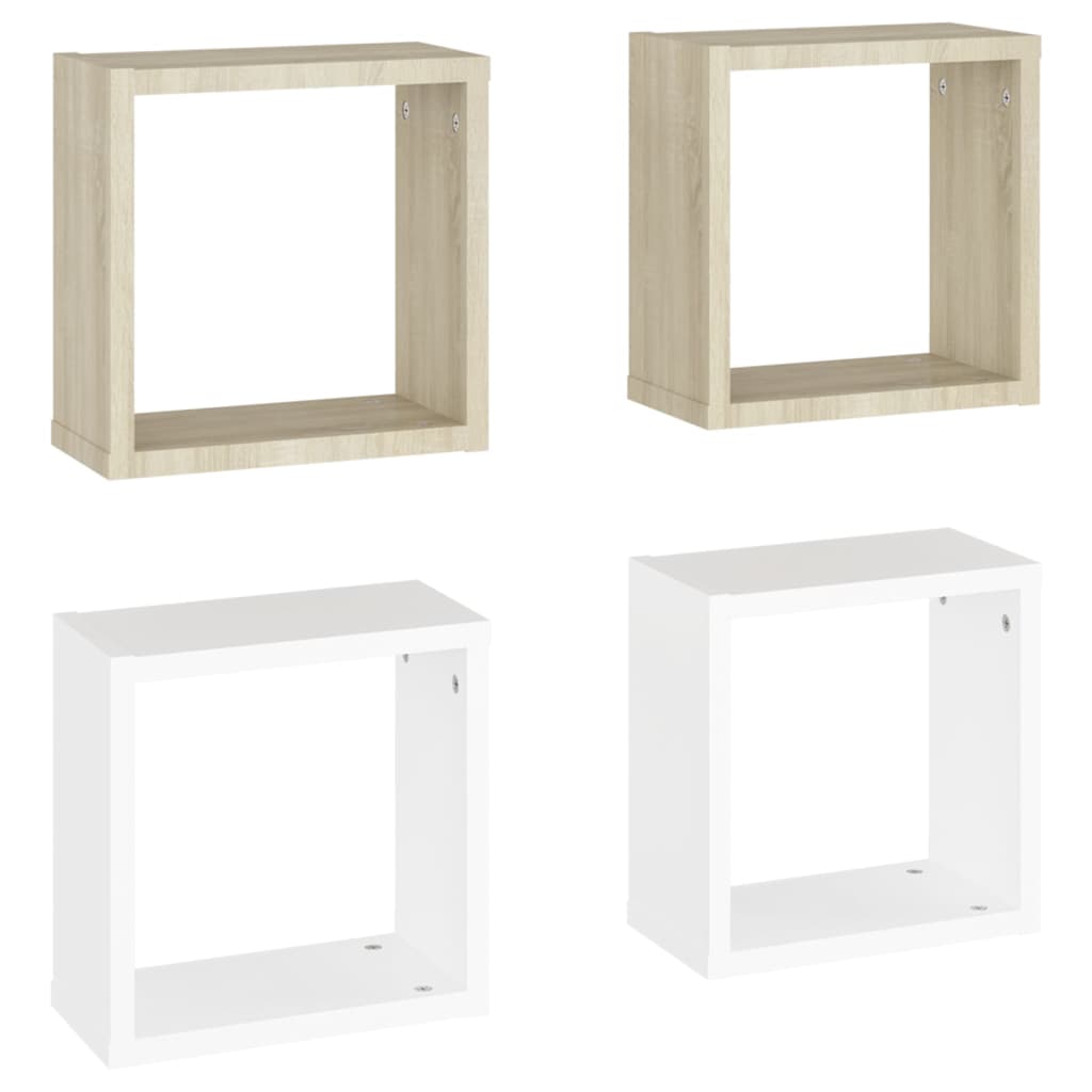 8720286594322_a_en_hd_1 vidaXL Wall Cube Shelves 4 pcs White and Sonoma Oak 30x15x30 cm - Image 2