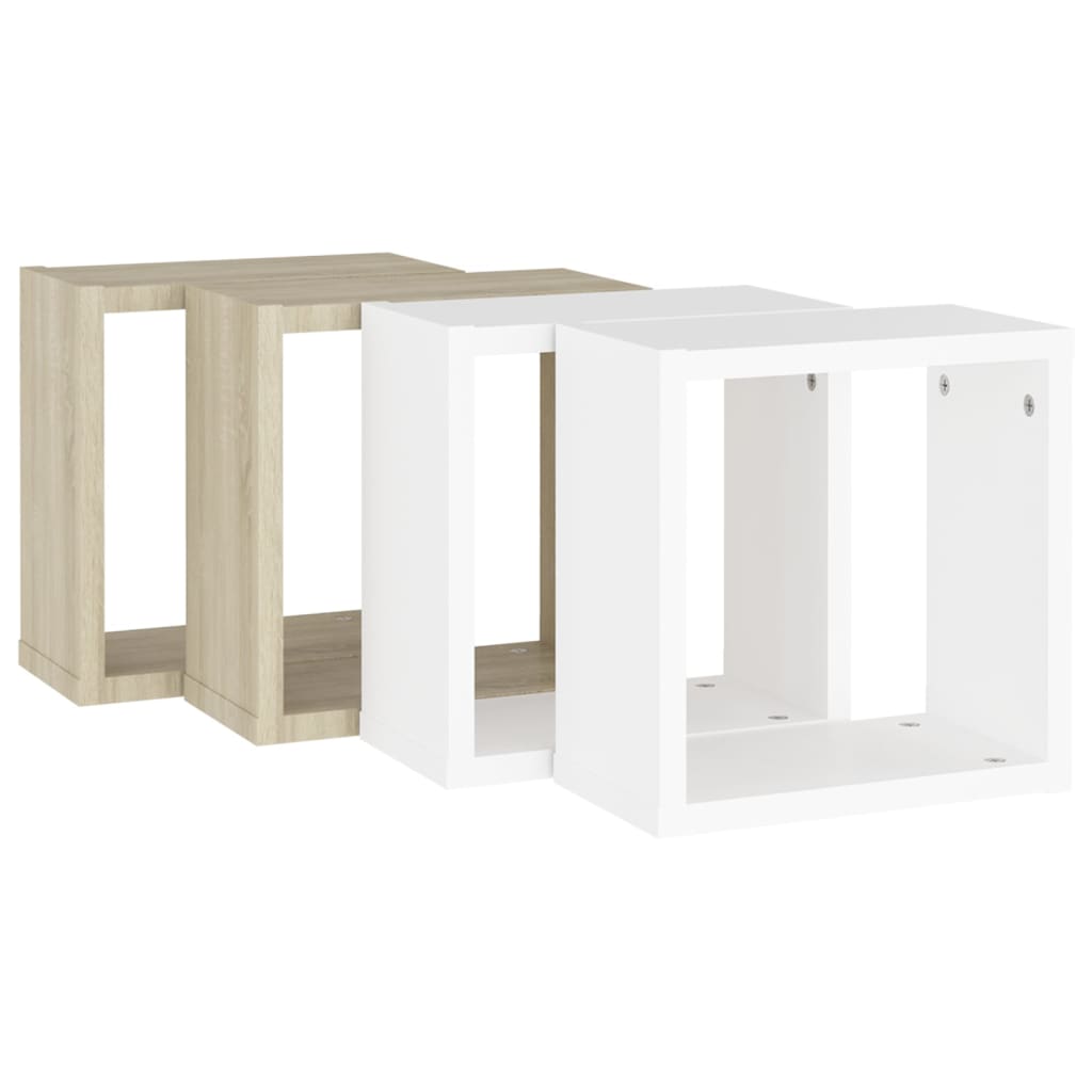 8720286594322_g_en_hd_4 vidaXL Wall Cube Shelves 4 pcs White and Sonoma Oak 30x15x30 cm - Image 6