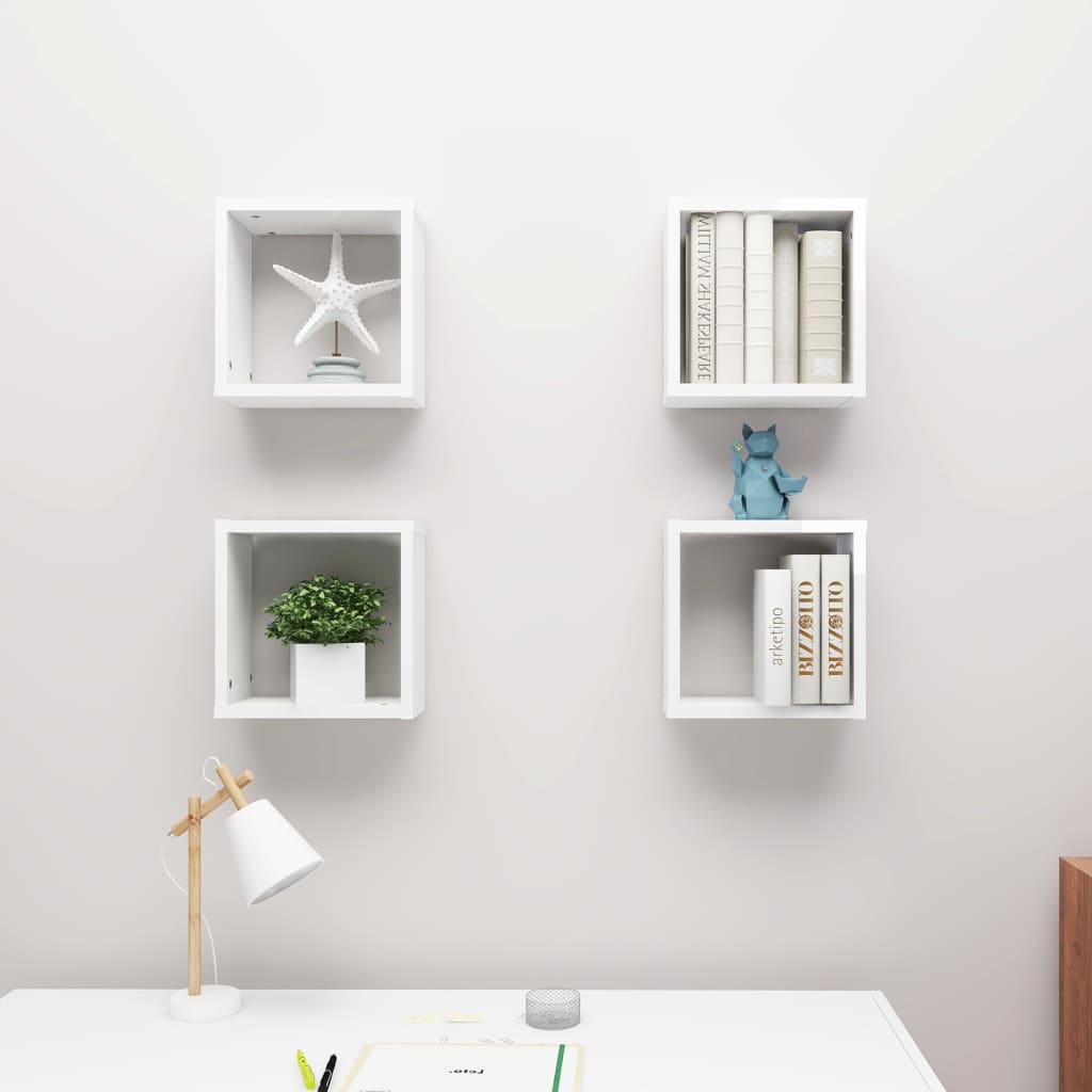 8720286594353_g_en_hd_1 vidaXL Wall Cube Shelves 4 pcs High Gloss White 30x15x30 cm - Image 3